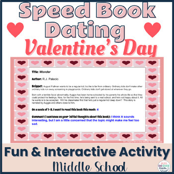 Preview of Valentine's Day Activity for Middle School Language Arts - Speed Book Dating