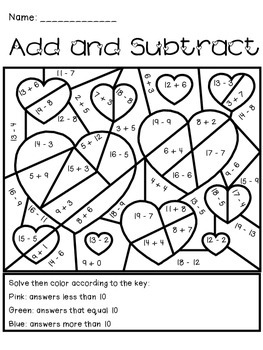 Preview of Valentine's Day Add and Subtract Activity