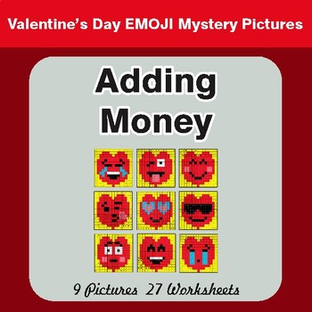 Valentine's Day: Adding Money - Color-By-Number Math Mystery Pictures