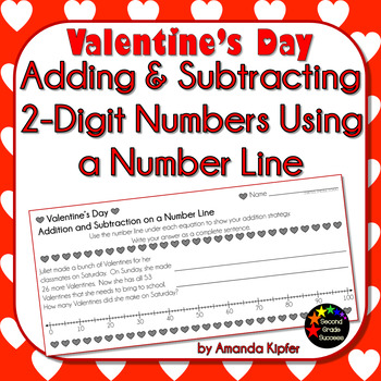 Preview of Valentine's Day Adding and Subtracting 2-Digit Numbers on a Number Line