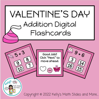 Preview of Valentine's Day Addition Flashcard Game - Digital