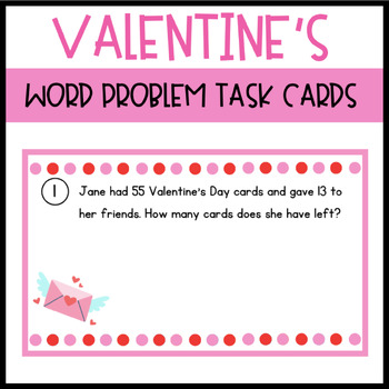 Preview of Valentine's Day - Addition & Subtraction Word Problem Task Cards/Scoot