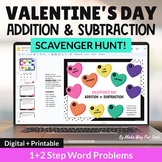 February Addition and Subtraction Math | 1 and 2 Step Stor