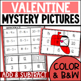 Valentine's Day Addition and Subtraction Mystery Picture W