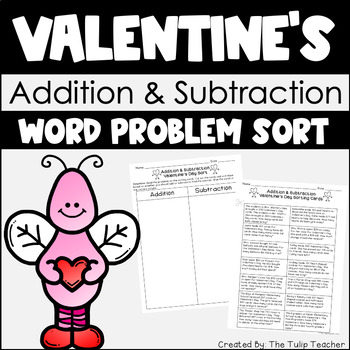 Preview of Valentine's Day Addition and Subtraction Word Problem Sort