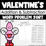 Valentine's Day Addition and Subtraction Word Problem Sort