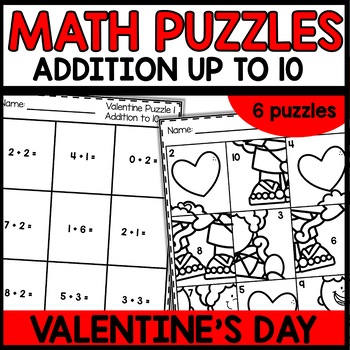 Preview of Valentine's Day Addition to 10 Math Puzzles