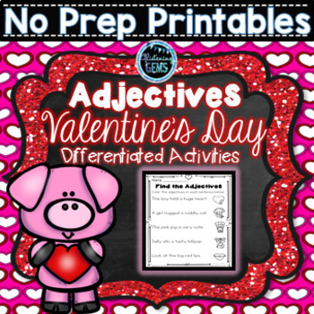 Preview of Valentine's Day Center | Valentine's Day Adjectives Printables & Worksheets