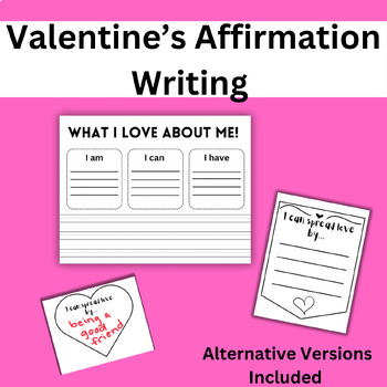 Preview of Valentine’s Day Affirmation Writing Templates