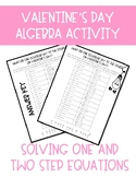 Valentine's Day Algebra Activity (Solving One and Two Step
