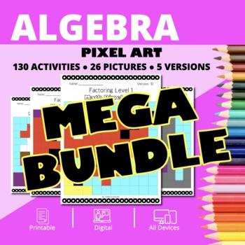 Preview of Valentine's Day Algebra BUNDLE: Math Pixel Art Activities