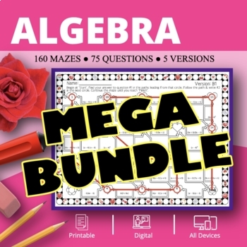 Preview of Valentine's Day: Algebra BUNDLE - Maze Activity