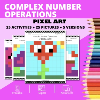 Preview of Valentine's Day: Complex Number Operations Pixel Art Activity
