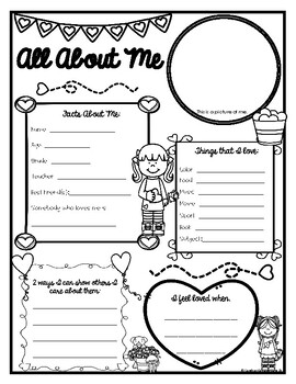 Valentine's Day- All About Me Posters by Pencils and Sandcastles