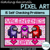 Valentine's Day Among Us Dividing Decimals Pixel Art