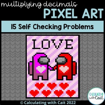 Preview of Valentine's Day Among Us Multiplying Decimals Pixel Art