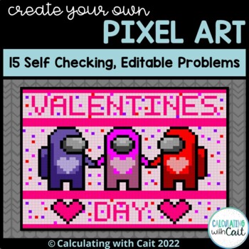 Preview of Valentine's Day Among Us Pixel Art Template