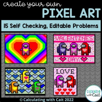 Preview of Valentine's Day Among Us Pixel Art Template Bundle