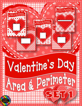 Preview of Valentine's Day Area and Perimeter Task cards Set 1