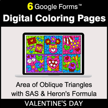 Preview of Valentine's Day: Area of Oblique Triangles with SAS & Heron's Formula | Digital