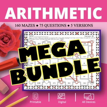 Preview of Valentine's Day: Arithmetic BUNDLE - Maze Activity