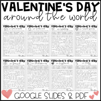 Preview of Valentine's Day Around The World/Cloze Reading