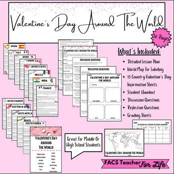 Preview of Valentine's Day Around The World - FACS, Geography, Middle School or High School