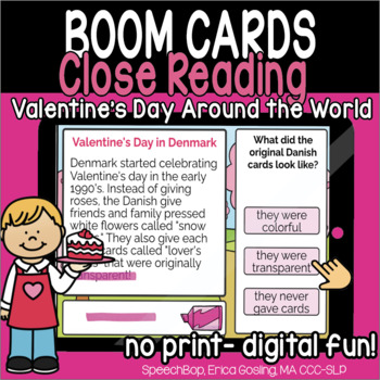 Preview of Valentine's Day Around the World - Close Reading with Highlighters - BOOM Cards