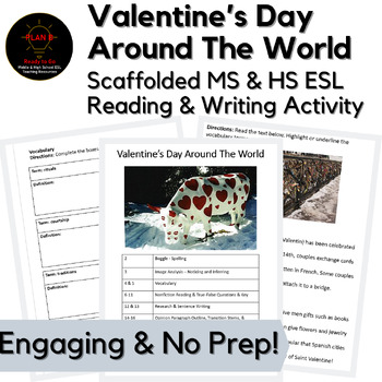 Preview of Valentine's Day Around the World Middle & High School No Prep ESL Sub Activity