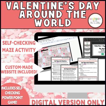 Preview of Valentine's Day Around the World|Self-Checking Maze & Game - Digital