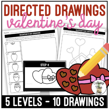 Preview of Valentine's Day Art Directed Drawing Worksheets