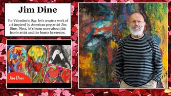 Preview of Valentine's Day Art Elementary Project Jim Dine Inspired