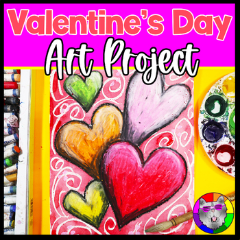 Preview of Valentine's Day Art Lesson Plan, Heart Artwork for 3rd, 4th, and 5th Grade