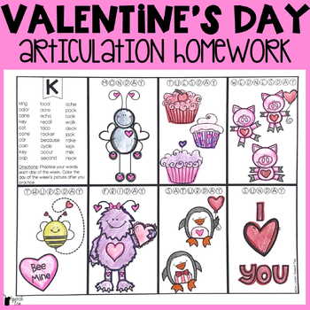 Preview of Valentine's Day Articulation Homework