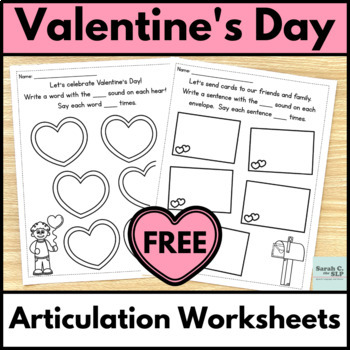 Preview of Valentine's Day Articulation Printable Worksheets for Speech Therapy Homework