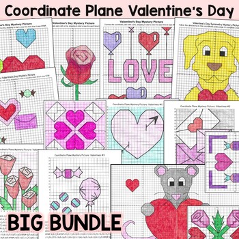 Preview of Valentine's Day BIG BUNDLE Coordinate Plane Math Mystery Graphing Pictures