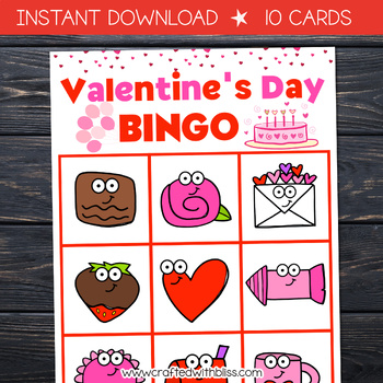 Valentine's Day BINGO For Preschool-Kindergarten, Valentine Games and ...