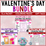 Valentine's Day BUNDLE - ELA Review Packet, Gift Tags, SEL