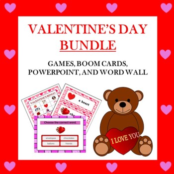 Preview of Valentine's Day BUNDLE: Games, Boom Cards, and Word Wall