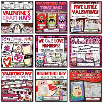 Preview of Valentine's Day BUNDLE  |  Math Literacy Centers, Bags, Hats, Play Dough & MORE!
