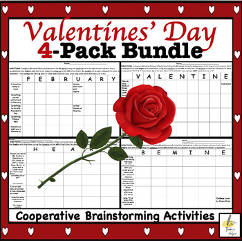 Preview of Valentine's Day: BUNDLE of 4 Fun Cooperative Activities (Easy to Challenging)