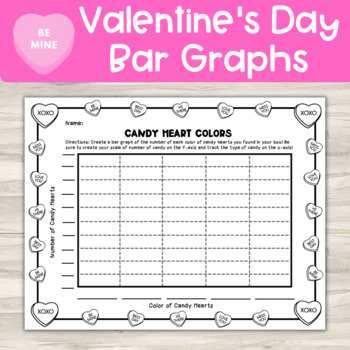 Preview of Valentine's Day Bar Graphs | Heart Candy Math Graphing for 2nd & 3rd Grade