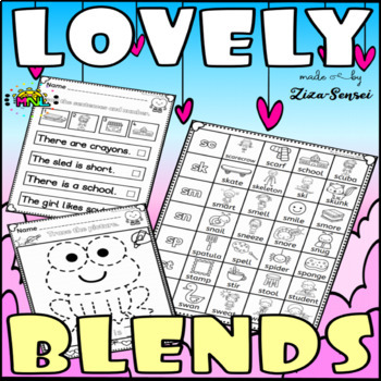 Preview of Valentine's Day Beginning Consonant Blends Word Work No-Prep Worksheets Packet