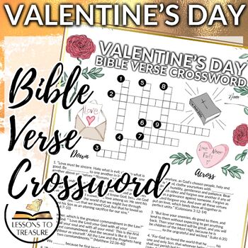 Preview of Valentine's Day Bible Verse Crossword, Christian, Religious, Activity, Worksheet