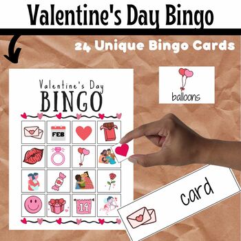 Valentine's Day Bingo(24 unique cards plus word wall and calling cards)