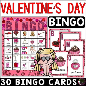 Valentine's Day Bingo Game 30 Different Bingo Cards for Class Party