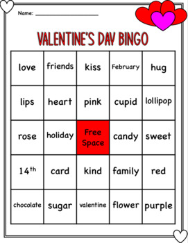 Valentine's Day Bingo by Mrs Langs Littles | TPT