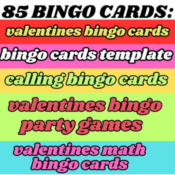 Preview of Valentine's Day Bingo (85 crafted Bingo cards & calling cards included!) BUNDLES