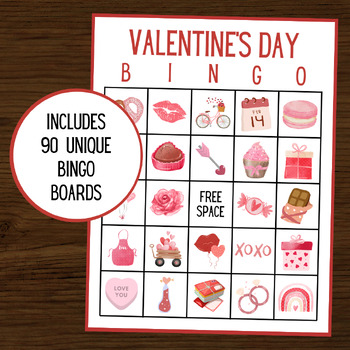 Valentine's Day Bingo | 90 Cards | Valentine's Class Party | Valentine ...