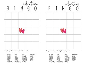 Valentine's Day Bingo Card by Nicole Woehrmann | TPT